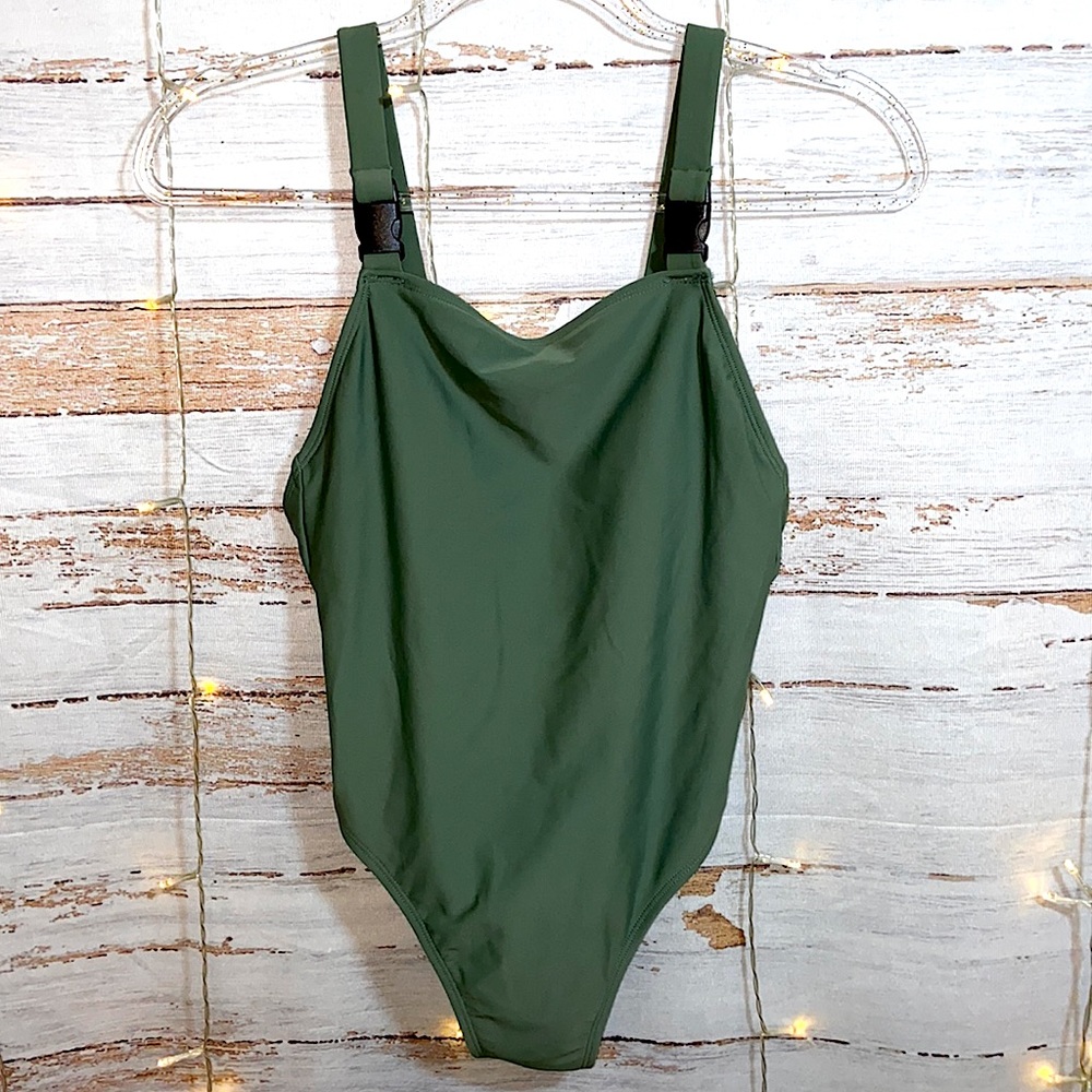Xhilaration Olive Green One Piece Swim Suit with Buckles M